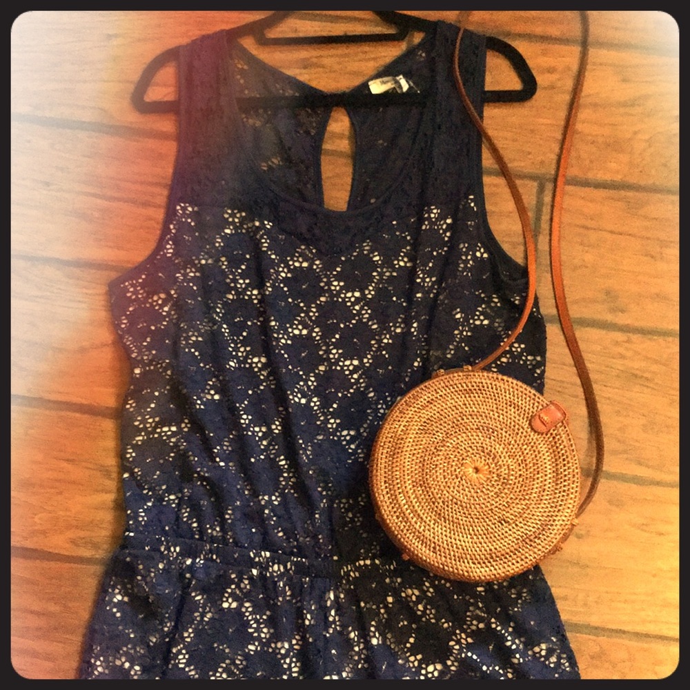 Navy blue lace romper
